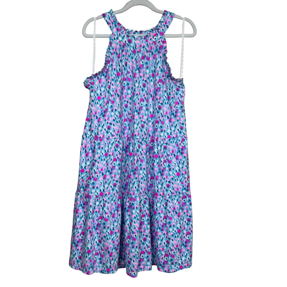 Lilly Pulitzer Tiered Ruffle Halter Dress Large Cotton Multicolor Animal Print - Picture 2 of 11